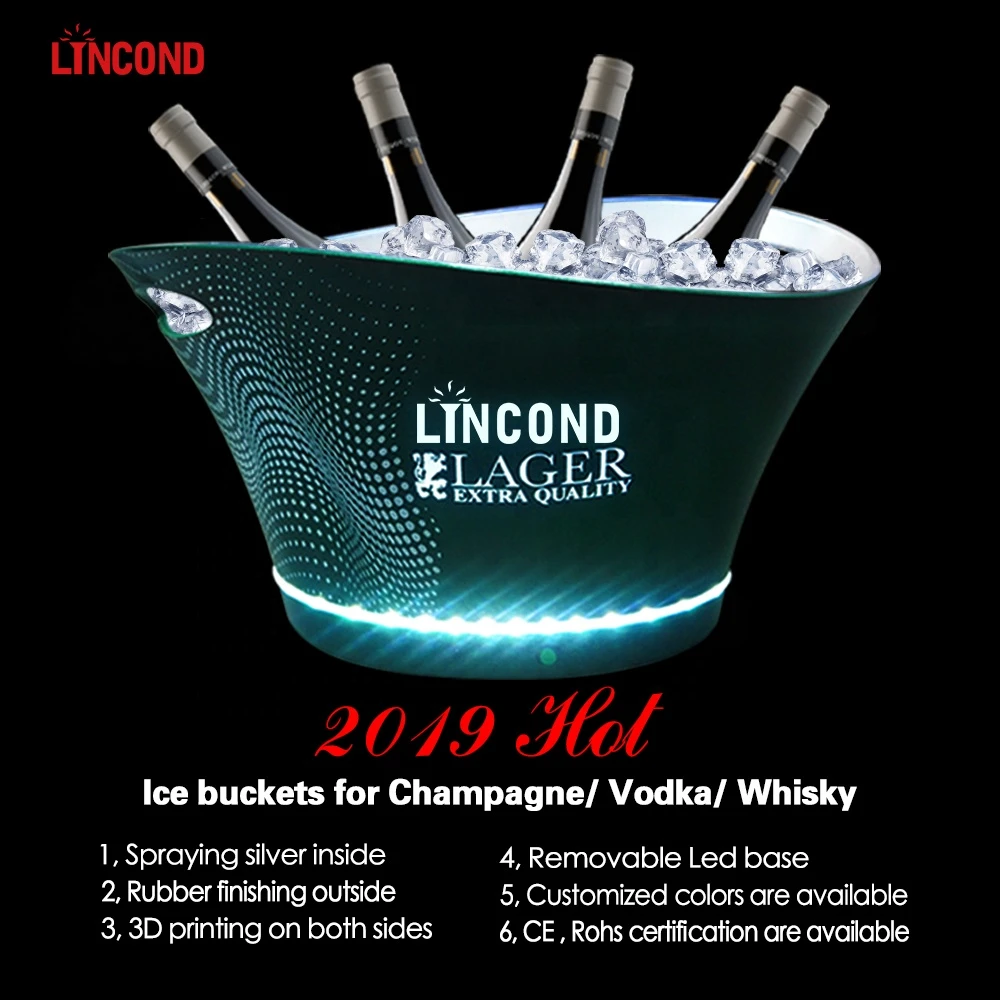 Lincond Rechargeable acrylic led illuminated ice bucket for party