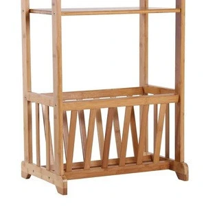 Living Room Bamboo Storage Shelf.Trolly Bamboo Display Shelf.Bamboo Magazine Rack For Plant Storage.