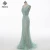 Import Long Sleeve Mint Tulle Mermaid Beading Crystal Full Sequin Beaded Prom Dress from China