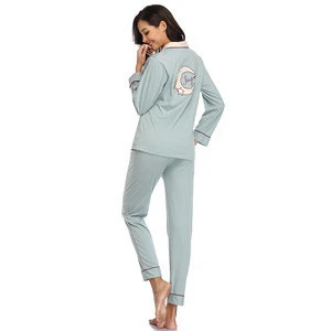 Long Sleeve New Fashion Womens Pajamas Suit Sleepwear