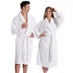 Luxurious Bathroom Linen Soft Coral Fleece Bathrobe Custom Logo Hotel/Spa Bathrobes for Men