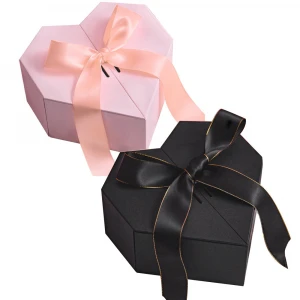 Luxury Cardboard Heart-Shaped Flower Box Packaging Surprise Christmas Box Packaging Flower Gift Box