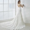 Luxury Elegant Lace Appliqued Long Tail Satin Wedding Dress Bridal Wedding Dresses