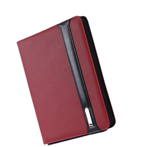 Luxury genuine leather portfolio folder zippered leather business portfolio