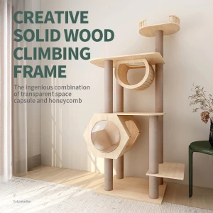 Luxury Modern Hot Selling Large High Quality cat Climbing Framee Solid Wood Cat Condo House Cat Tree
