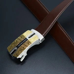 luxury Ratchet belt Men brown genuine leather belt with stainless steel Automatic Buckle