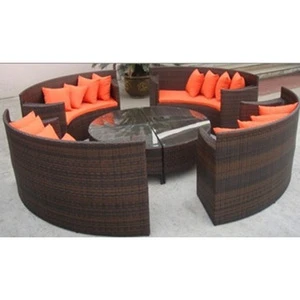 Luxury round rattan large garden 8 seater sofa set wicker outdoor furniture