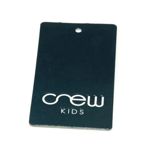 Luxury thick cardboard logo customized print black paper garment hang tags for sale
