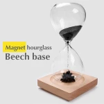 Magnetic sand timer hourglass with wooden base