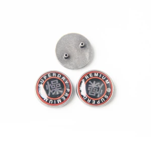 Manufacturer fashionable custom logo metal enamel badge unique epoxy surface pin badge