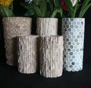 Marble Mosaic Vase High Quality Handmade Home Decorative Flowers Living Room Tabletop Decorative Vase