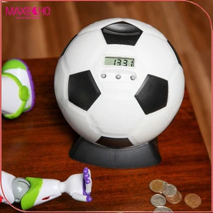 MAXECHO Plastic Coin Football Money Bank,OEM Electronic Football Shape Coin Sorter