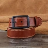 Men Leather belts With Gun Metal Pin Buckle Brown Color for Jeans and Trousers