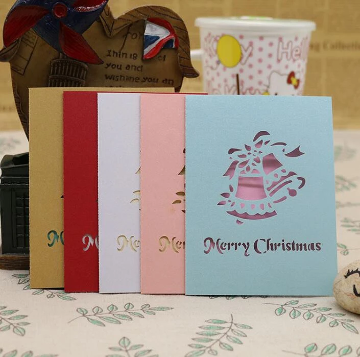 Merry Christmas laser cut paper handmade custom greeting cards Birthday Cards Wedding Wishes Postcards