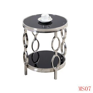 metal bamboo vintage mirrored round end table/side table