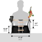 Metal Parrot Stand Bird Perches For Feeding Training Bird Stand With Wooden Perch And 2 Steel Cups