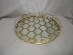 Metal Round Mirrored Tray Gold