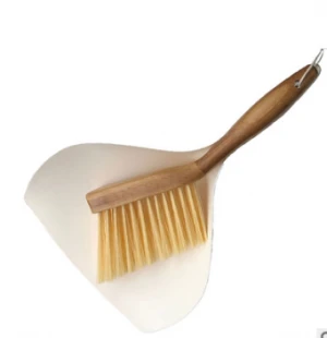 Mini bamboo fine soft fur broom and dustpan set with lanyard desktop keyboard cleaning tool small broom