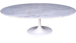 Modern Classic Fiberglass Base Marble Top Oval Tulip marblel dining Table