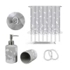 Modern design New Products of 15PCS Bathroom Set with Polyester Shower Curtain and Ceramic Tumbler