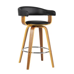 Modern Fashion PU Wooden Steel Pedal Ring Chair swivel Bar Stool