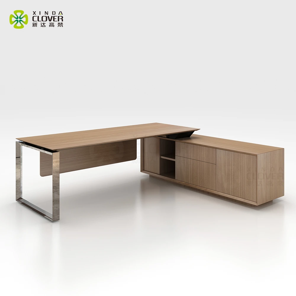 Modern Office Furniture L Shaped Executive Desk Foshan Commercial Furniture Metal Stainless Steel Convertible
