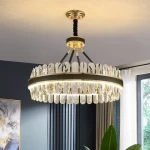 Modern Pendant Lamp Living Room Home Fancy Custom Gold Luxury Crystal Led Chandelier Light