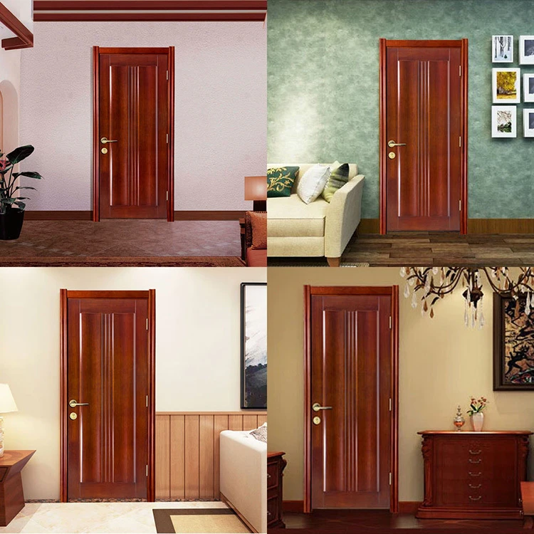 Modern Simplism Style Interior Hotel Room Door With Metal Fitting And Frame melamine wooden interior door