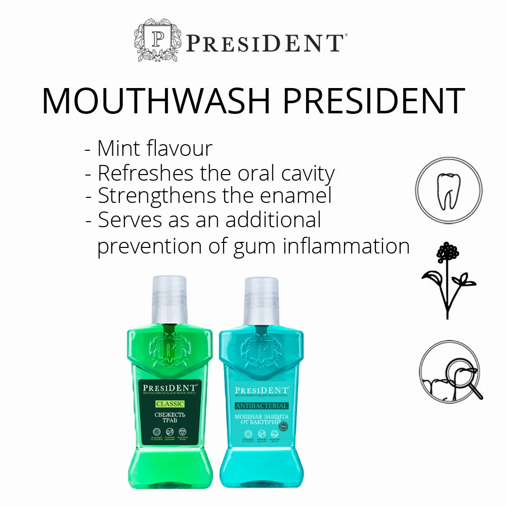 Mouthwash PRESIDENT Classic 250 ml oral care distributor wanted