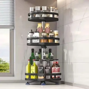 Multi Layer Carbon Steel Storage Kitchen Spice Jar Bottle Rack Rotating Storage Organizer spices Rack