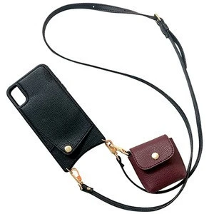 Multifunction card slot change crossbody mobile phone housings case for iphone, with neck strap