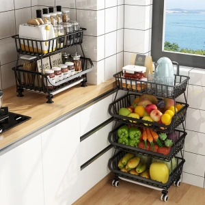 Multilayer Tiers  Black Mesh Wire Kitchen Vegetable Storage Baskets storage baskets