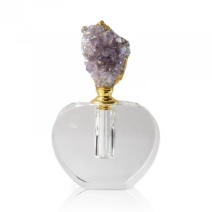 Natural Exquisite Handcrafted Crystal Quartz Amethyst Cluster Perfume Bottle Stones For Home Decor