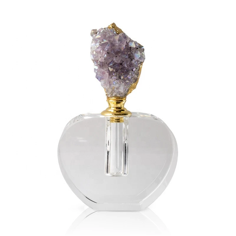 Natural Exquisite Handcrafted Crystal Quartz Amethyst Cluster Perfume Bottle Stones For Home Decor