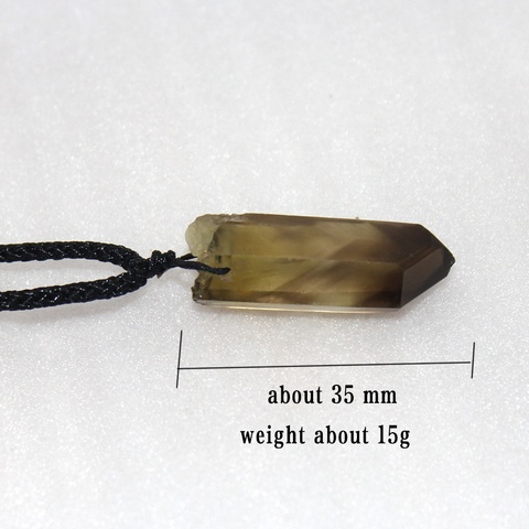 Natural smokey quartz crystal point wand pendant necklace