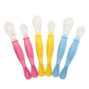 New Arrival Feeding Supplies BPA Free Silicone Easy Carry Baby Spoon