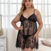 New Arrival Sexy Night Dress Fat Woman Temptation Plus Size Lace Mesh Nightdress Transparent Female Erotic Lingerie