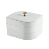 New creative leather jewelry storage box with three layers of large-capacity jewelry box with flannel inside