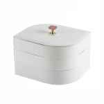 New creative leather jewelry storage box with three layers of large-capacity jewelry box with flannel inside