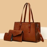 New Crocodile Print Vintage 3 Piece/set Handbags Top Handle Bag Large Capacity Shoulder Crossbody Bags for Women Purse Tote Bags