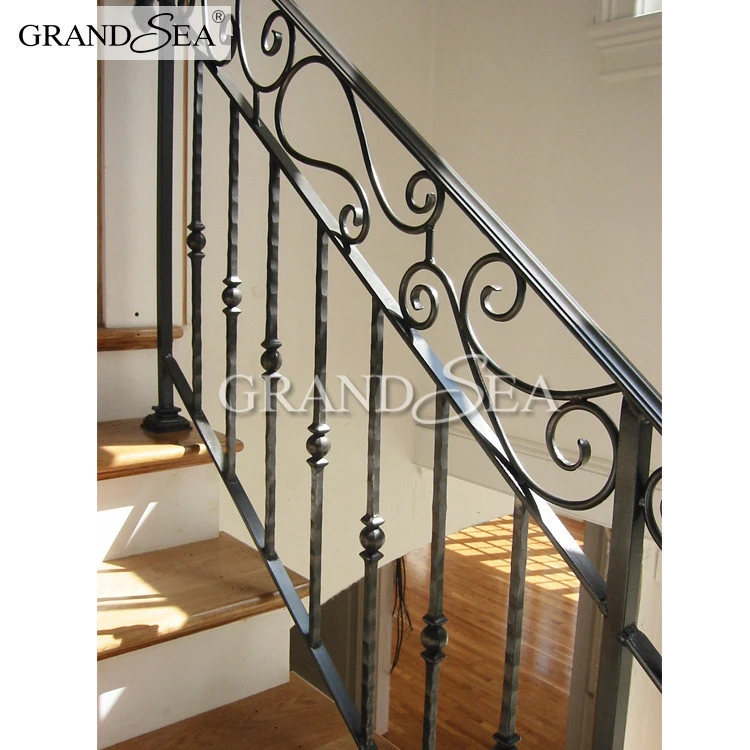 new design black color  metal curved stair railing kits  price for interior