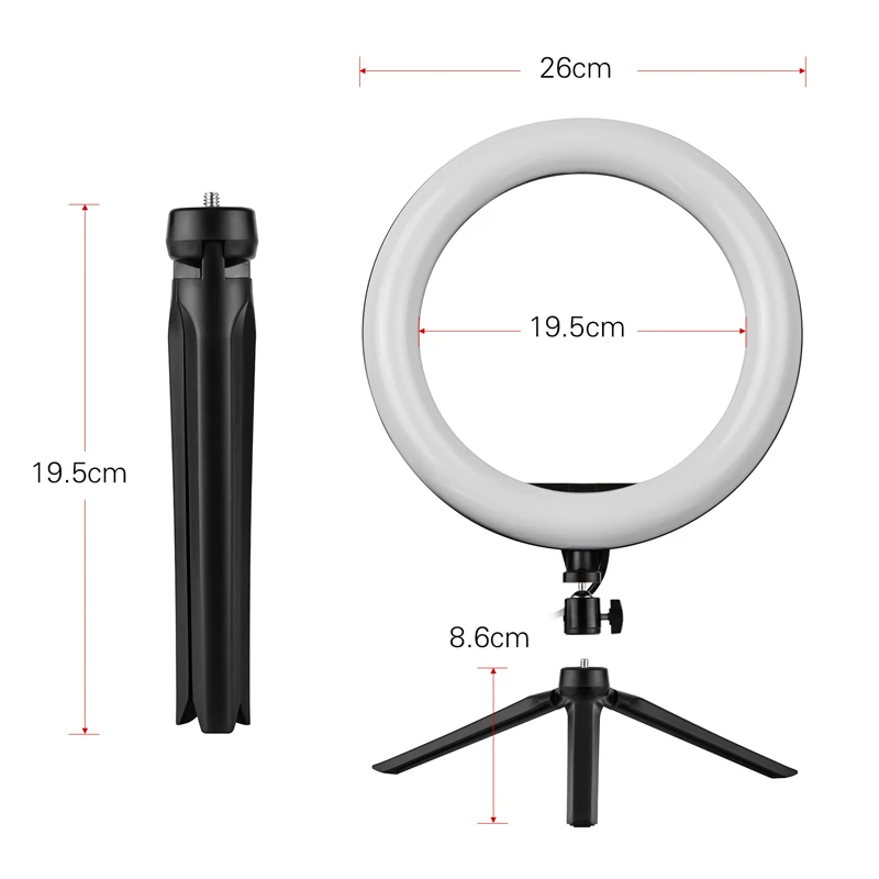 New design low price 10 inch ring light with 3 light modes selfie camera photographic studio live Broadcast