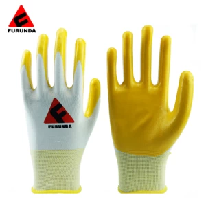new design Protective Printed Flower Nylon Knitted Nitrile Coating Garden Glove Safety Work gloves