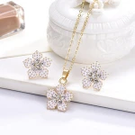 New Fashion Women Colorful Flower Design  Necklace And Earrings Jewelry Set