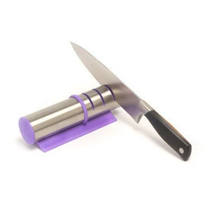 New Products 2018 Innovative Round Tungsten Steel Knife Sharpener Kitchen Edge Grip 3 Stage with Base