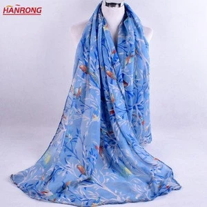 North Europe Fashion Colorful Carton Magpie Digital Printed New Voile Scarf