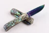 OEM Damascus blade material Silk color Abalone handle folding knife