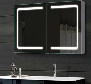 OEM European Wall Mounted Aluminum Bathroom LED Illuminated Mirror Cabinet