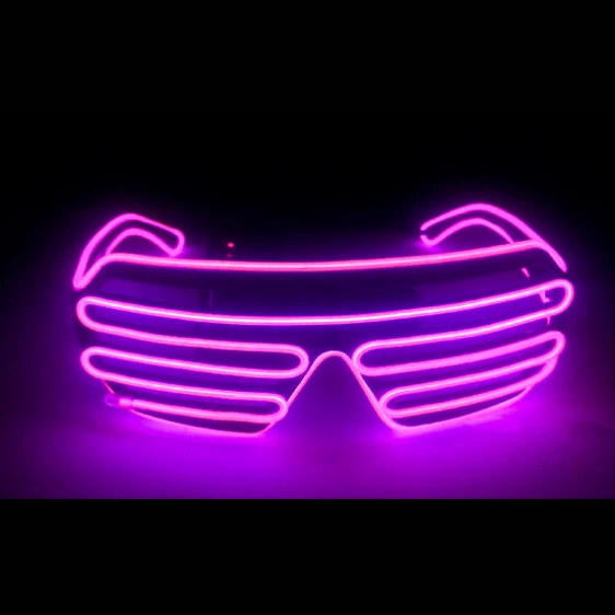 Party EL Wire Neon Rave Glasses Glow Shades Flashing LED Sunglasses+Battery Pack