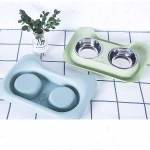pet Double Bowl with Raised Stand,Tilted Food Feeder for cat and Small Dogs,Reduce Pet Neck's Pain when Eating